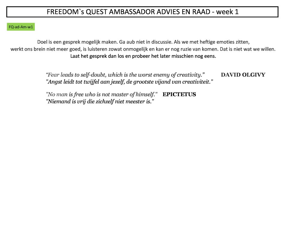 5de blz v week 1 FREEDOM AMBASSADOR